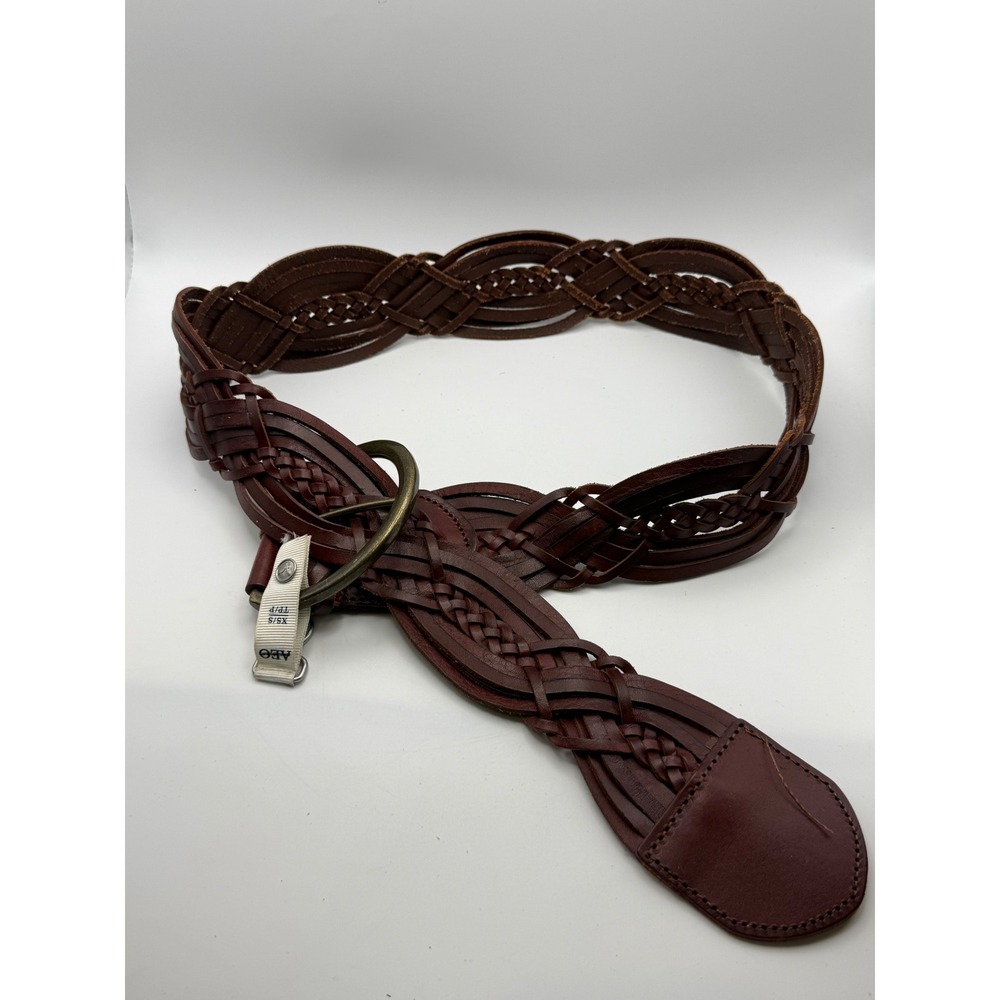 American Eagle Outfitters Brown Braided Leather‎ Belt Woven Boho XS/Small New